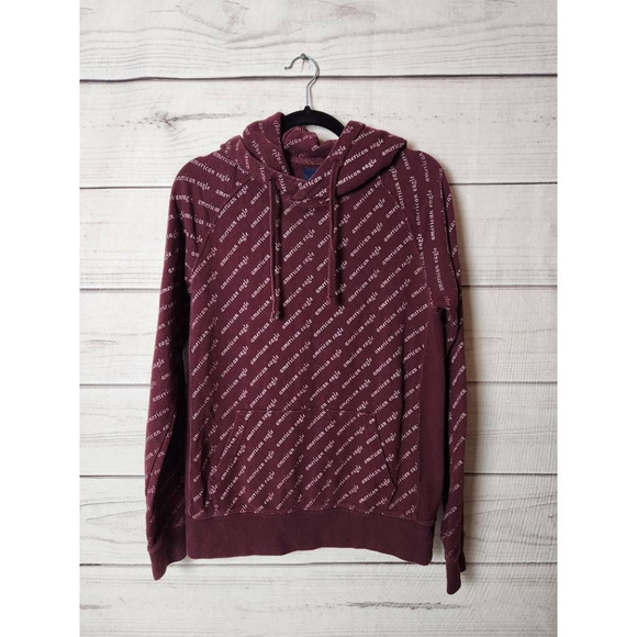 American Eagle Outfitters Womens Hoodie Sweatshirt‎ Purple Pullover Spellout XS - Picture 1 of 6